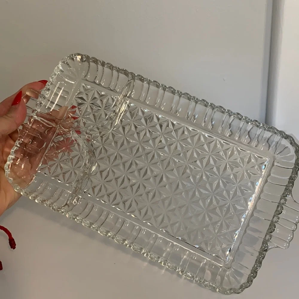 Vintage cut glass tray  Perfect to hold trinkets, bathroom decor, kitchen